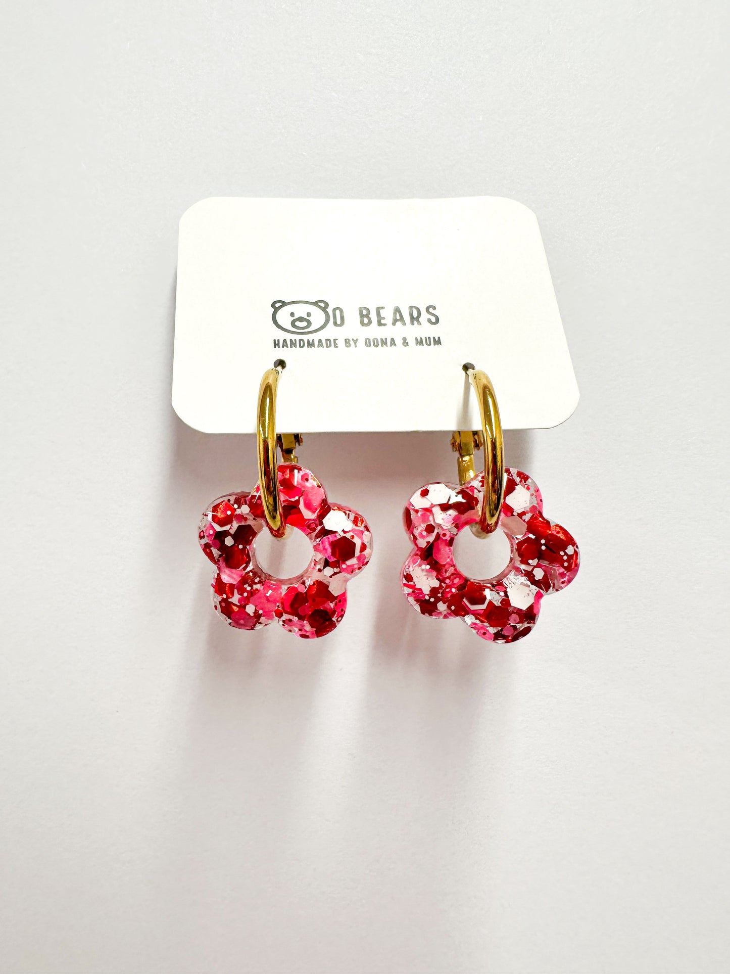 Pink Flower Hoops