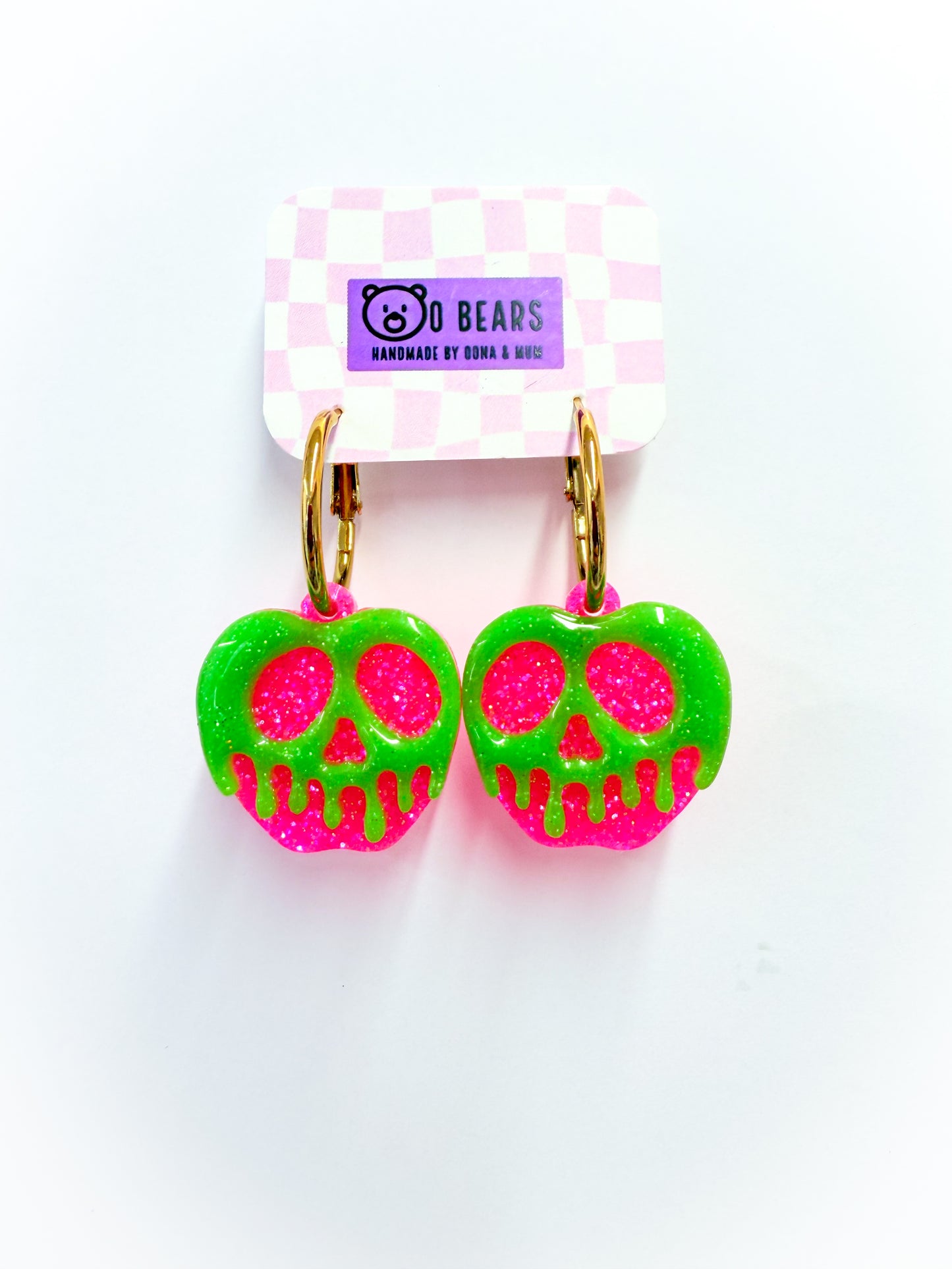 Pink Apple Earrings Glow in The Dark