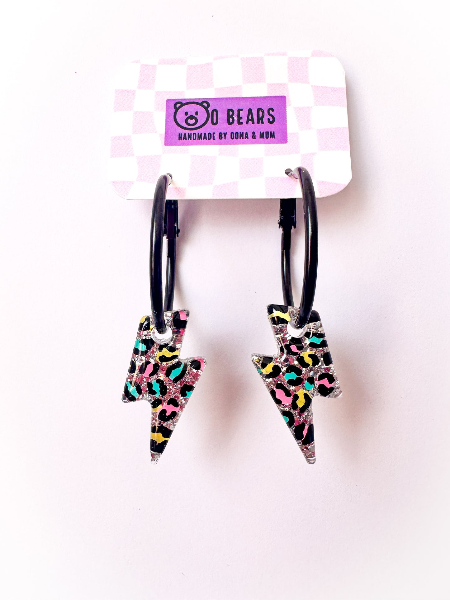 Summer Leopard print Heart Hoops Silver