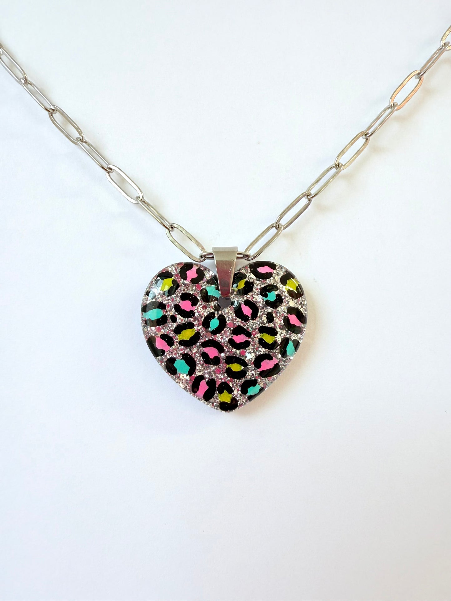 Leopard Print Silver Necklace