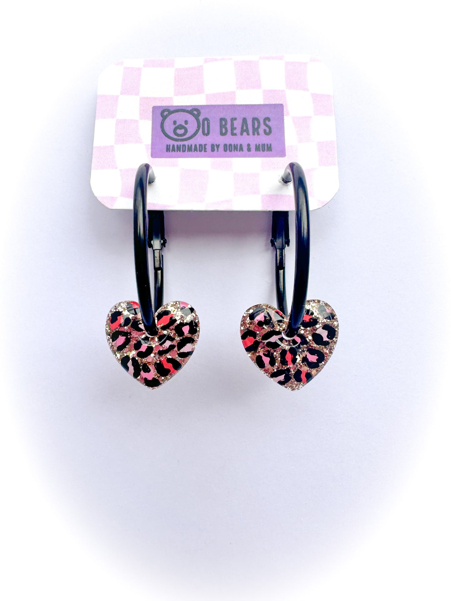 Pink & Red Leopard Print Hoops