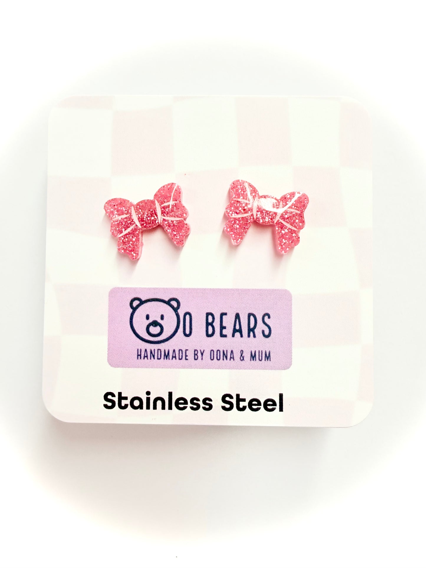 Pink Bow Studs