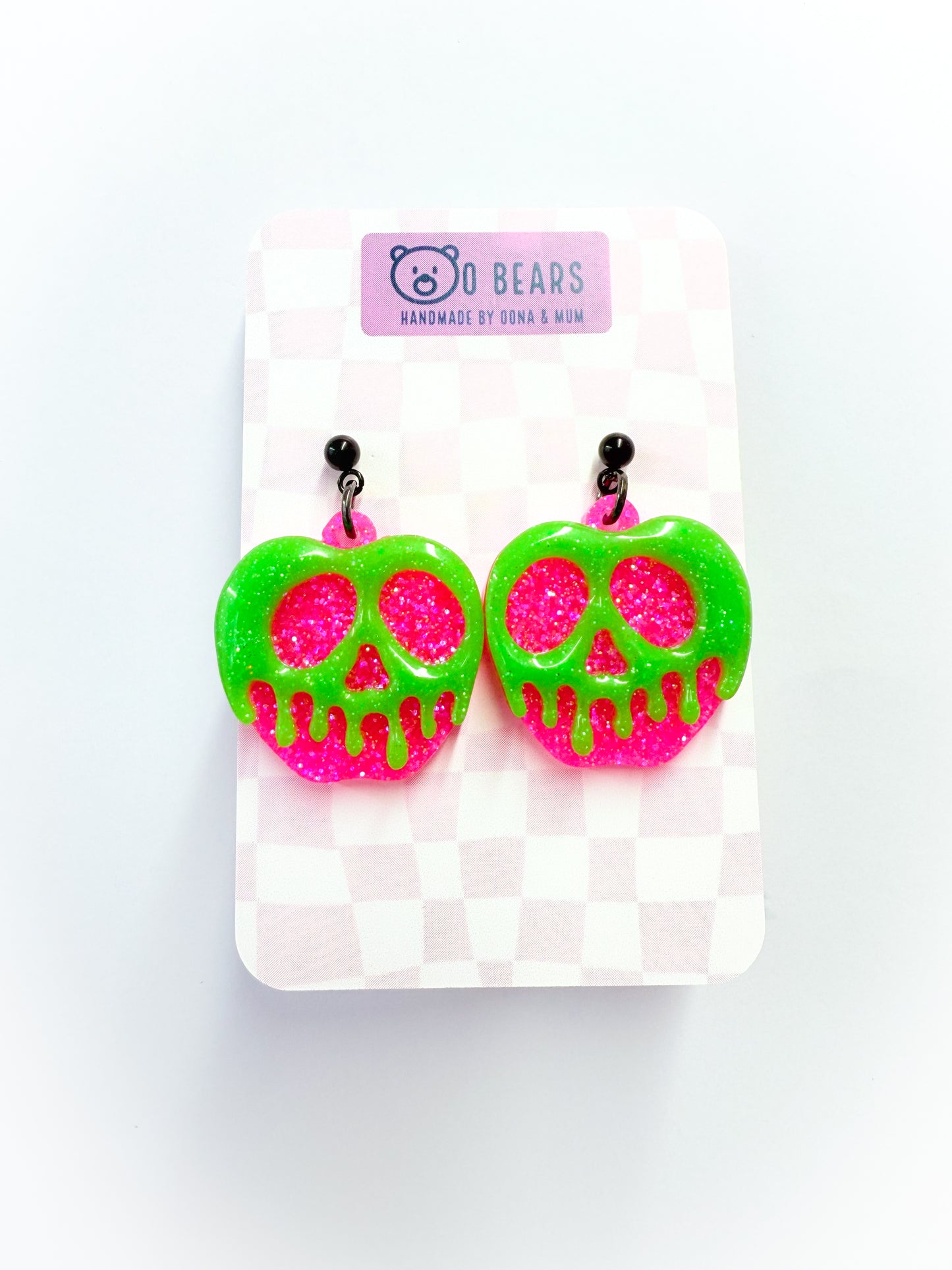 Pink Apple Earrings Glow in The Dark