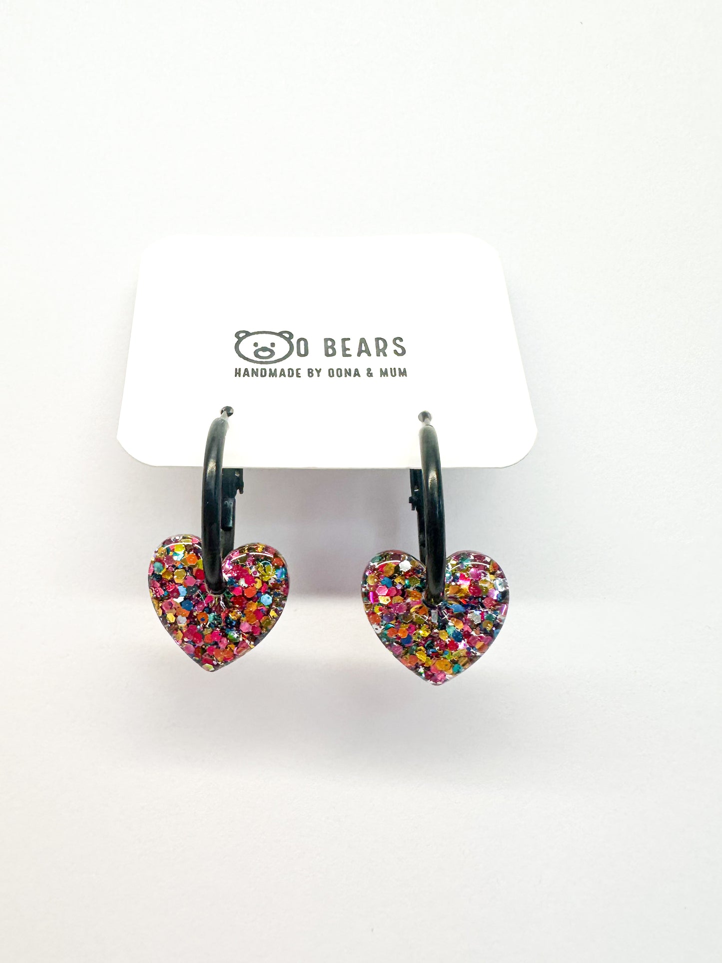 Glitter Heart Hoops