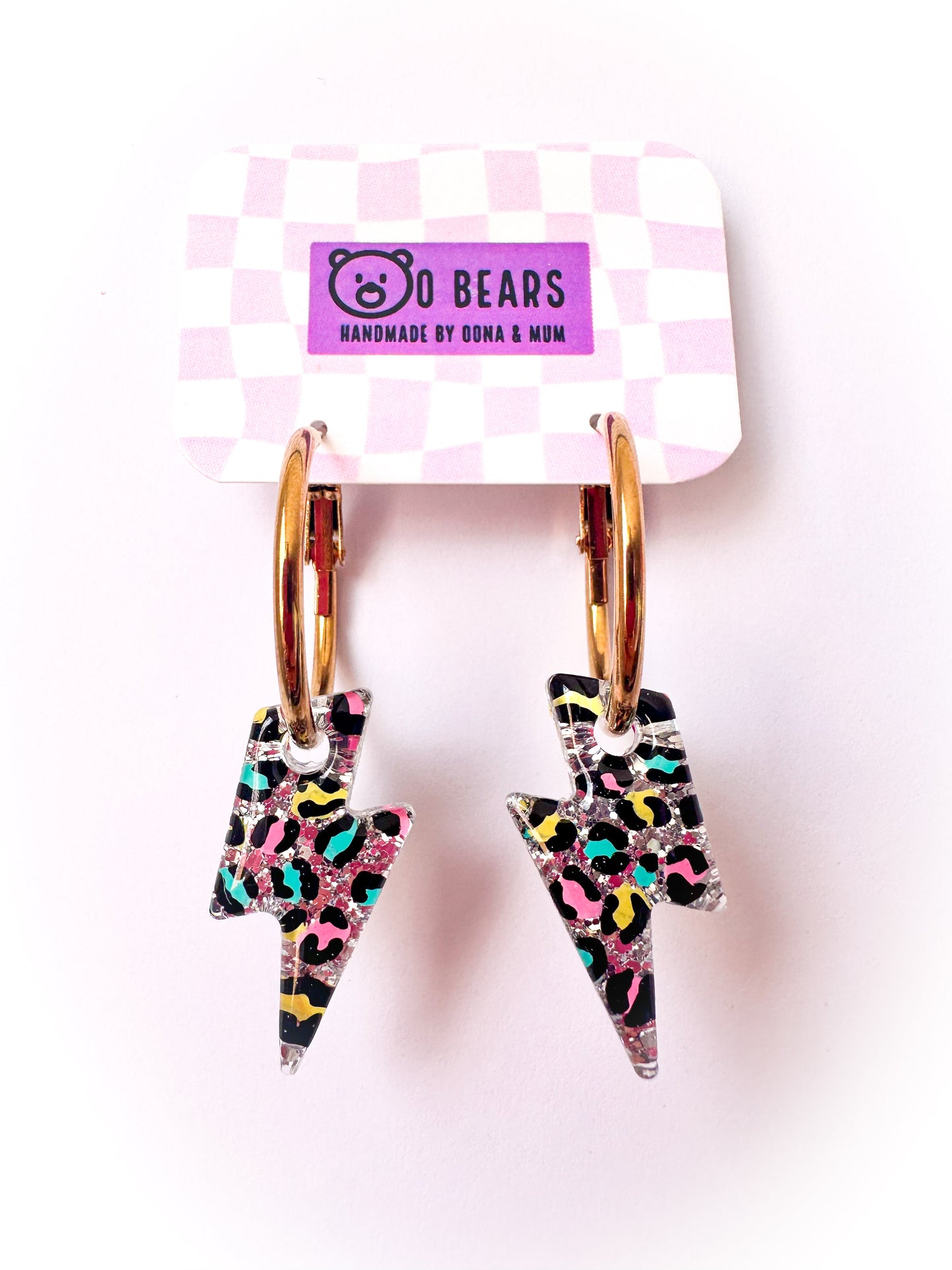 Summer Leopard print Heart Hoops Silver