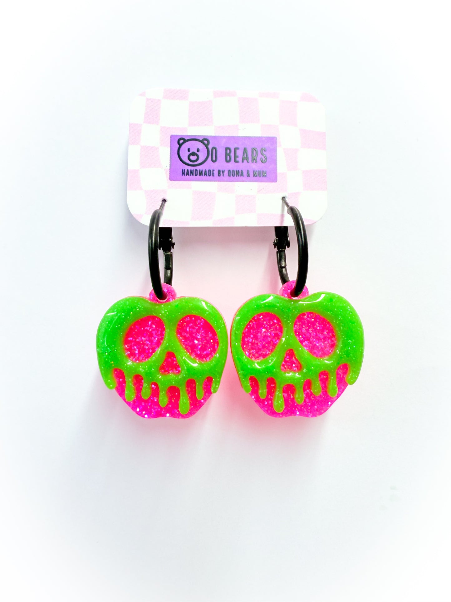 Pink Apple Earrings Glow in The Dark