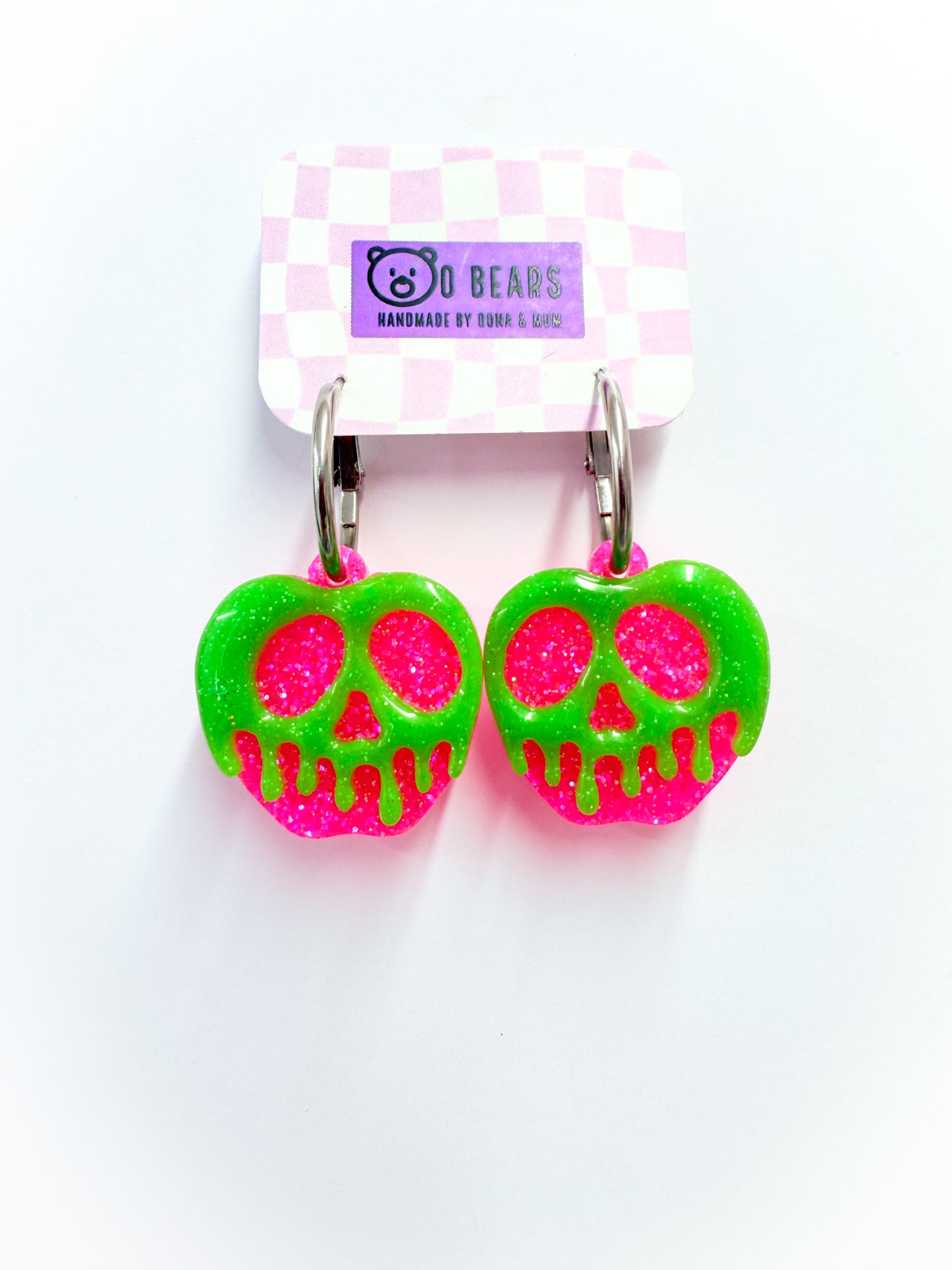 Pink Apple Earrings Glow in The Dark