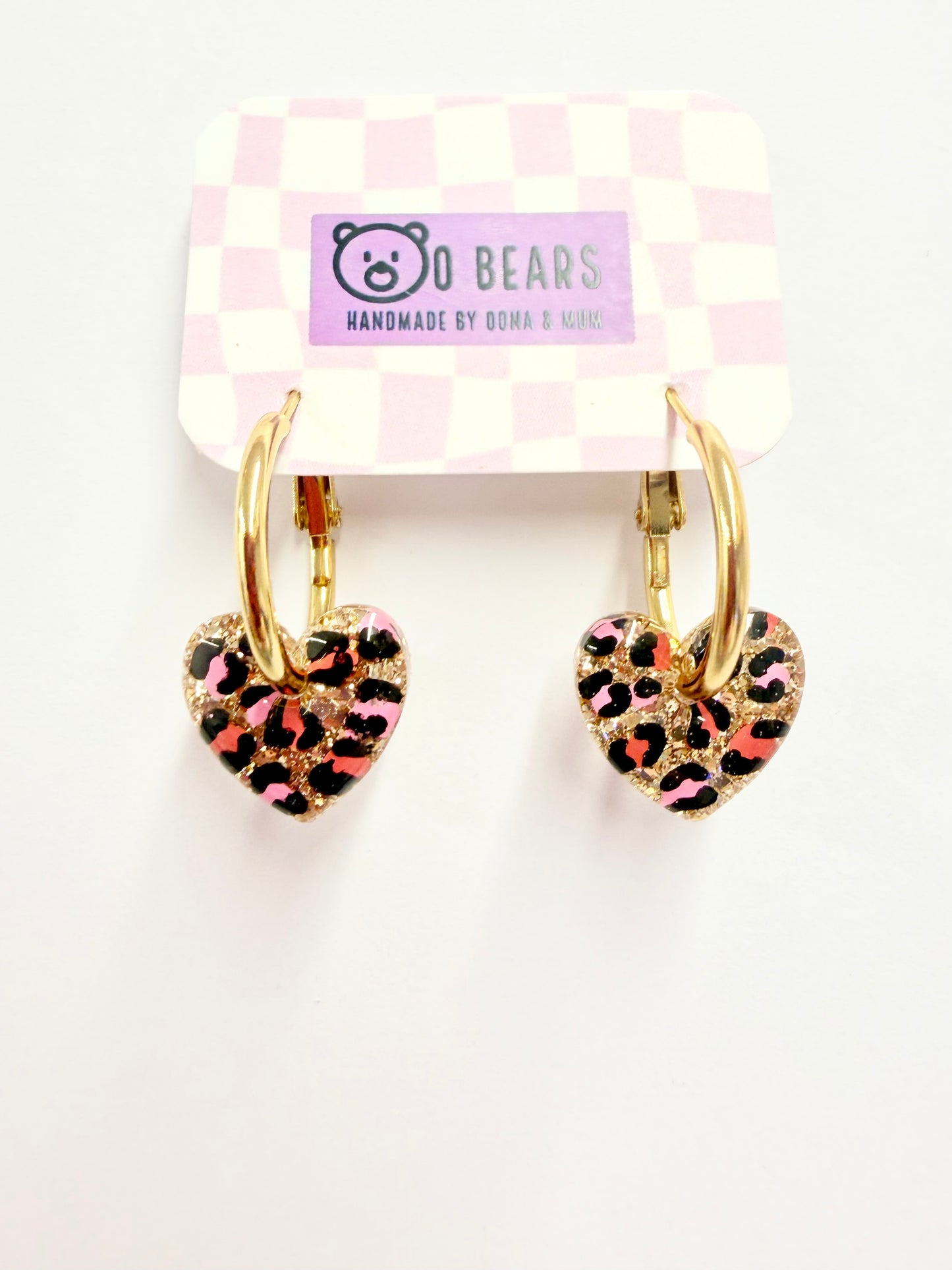 Pink & Red Leopard hearts Hoops
