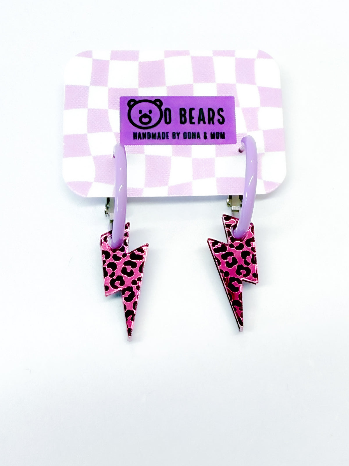 Pink leopard Bolt Hoops