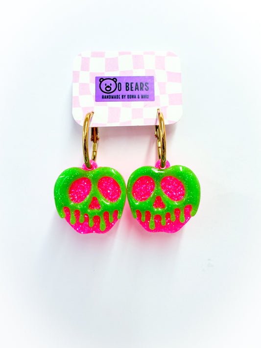 Pink Apple Earrings Glow in The Dark