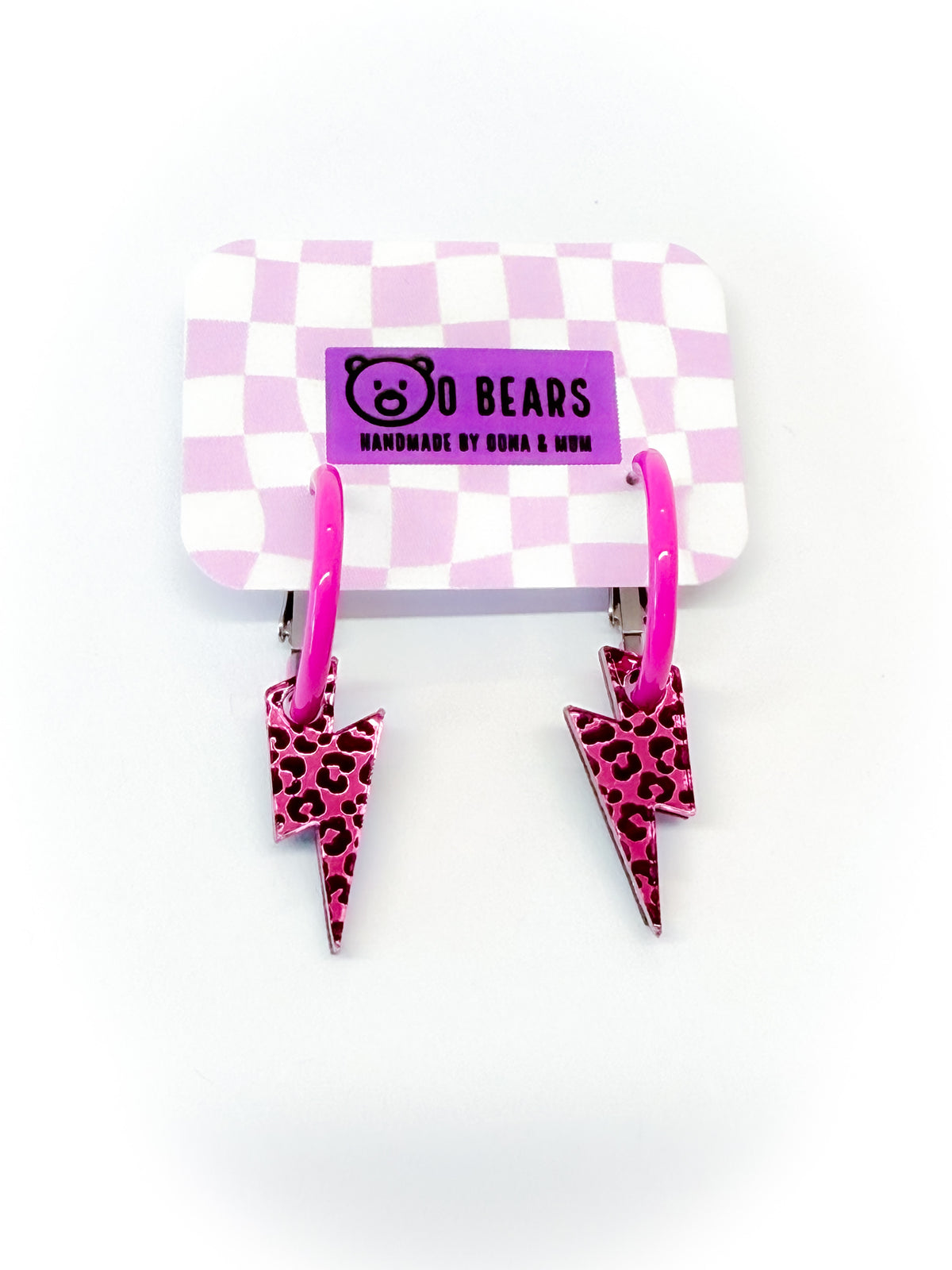 Pink leopard Bolt Hoops