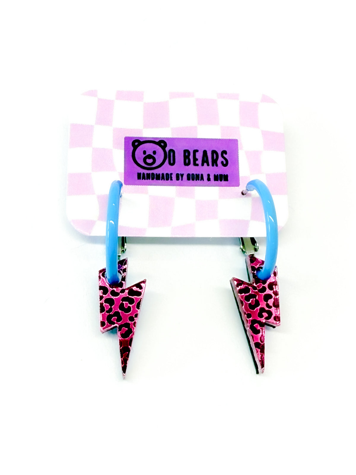 Pink leopard Bolt Hoops