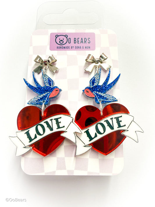 Tattoo Love Earrings