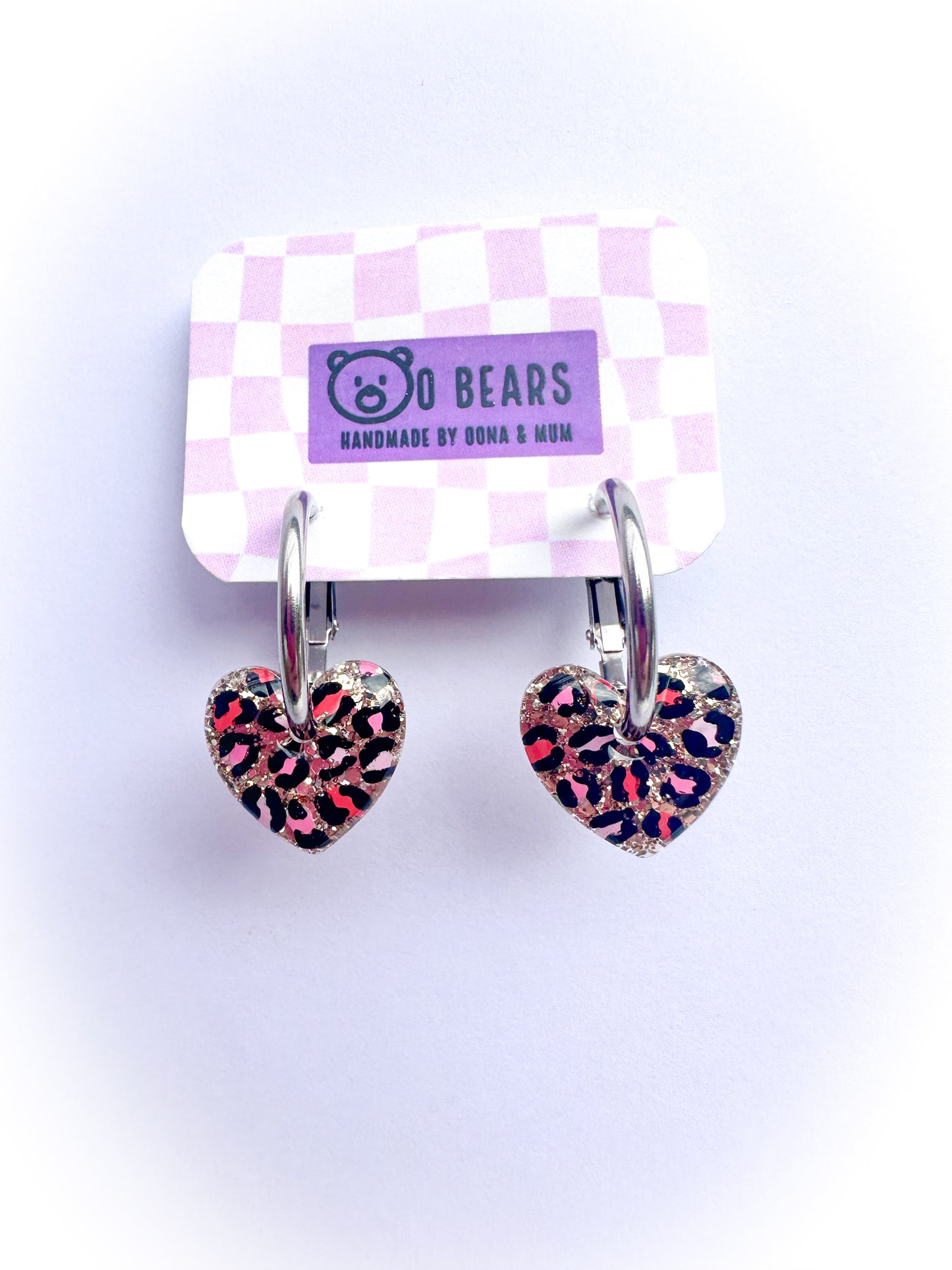 Pink & Red Leopard Print Hoops